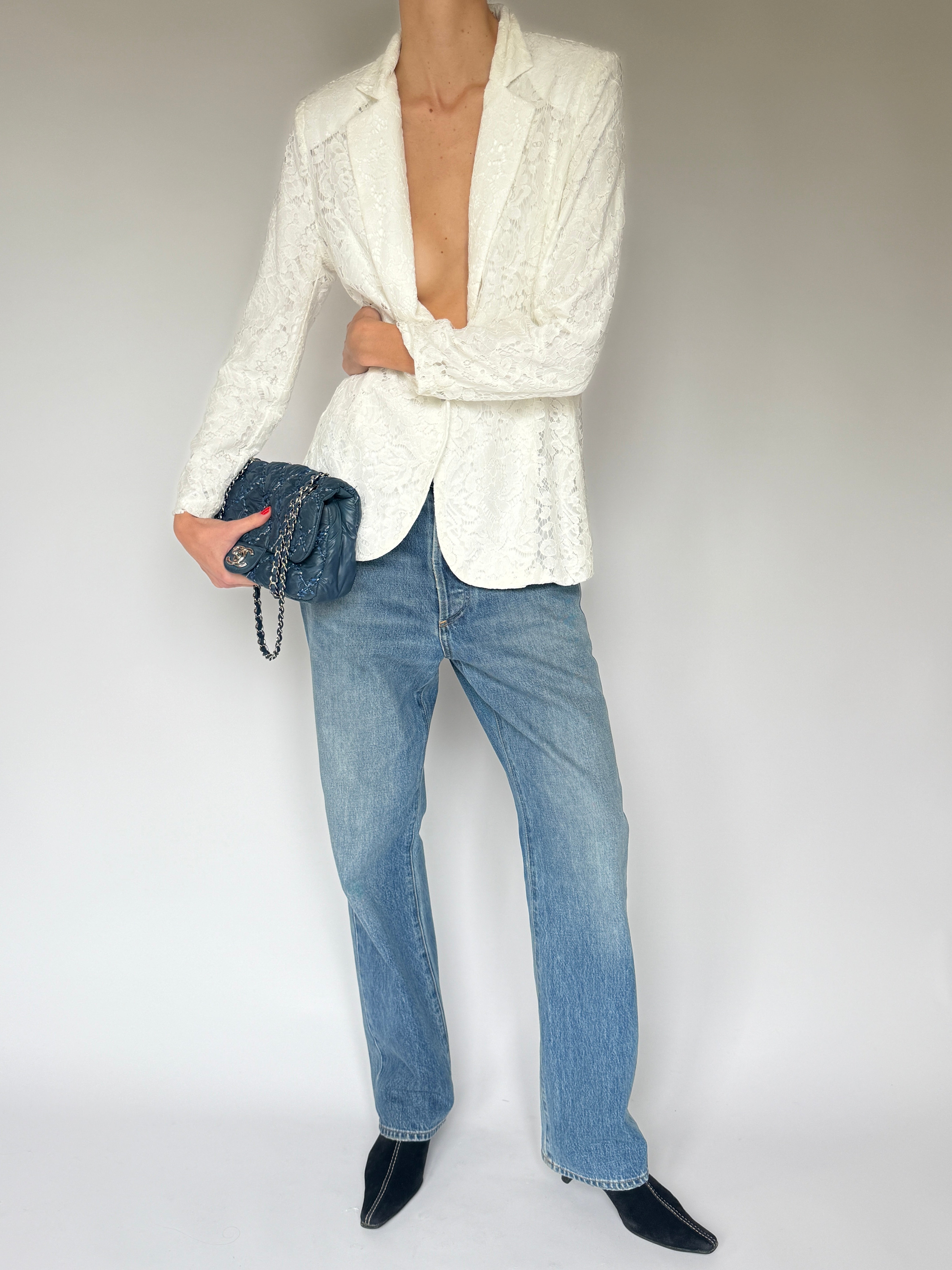 Vintage White Lace Blazer 7087