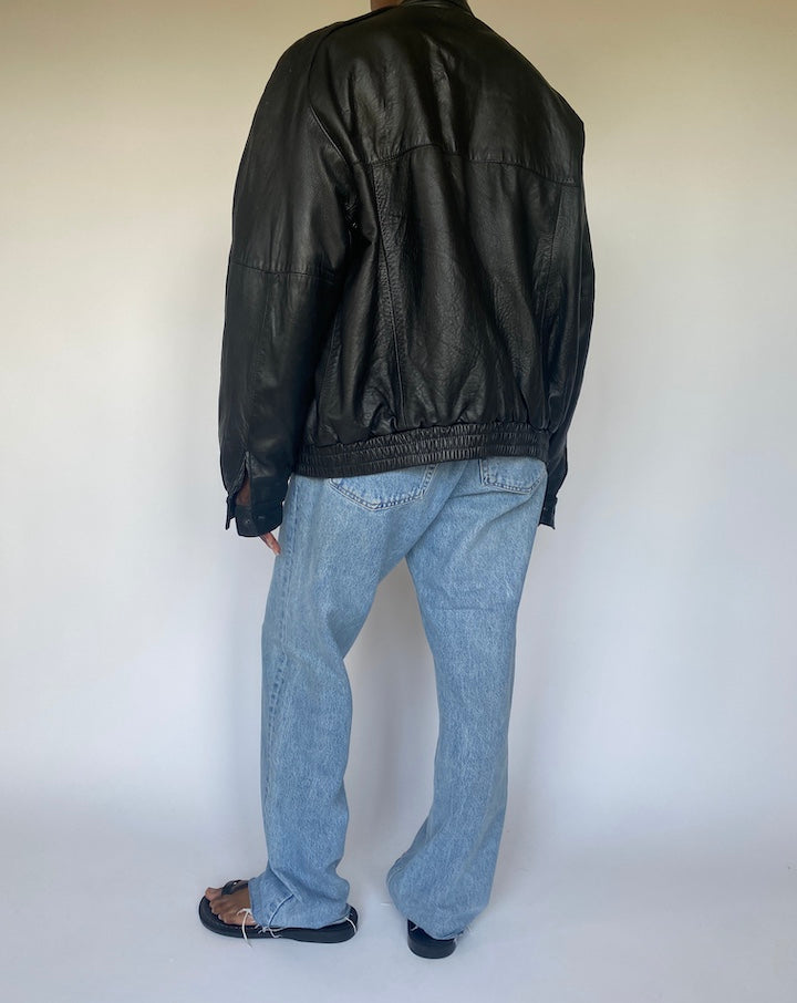VINTAGE BLACK LEATHER JACKET 3676