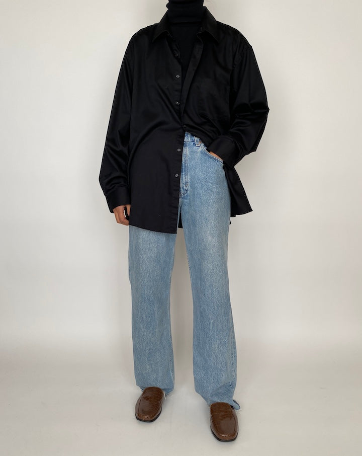 VINTAGE BLACK BUTTON DOWN LONG SLEEVE SHIRT 2098