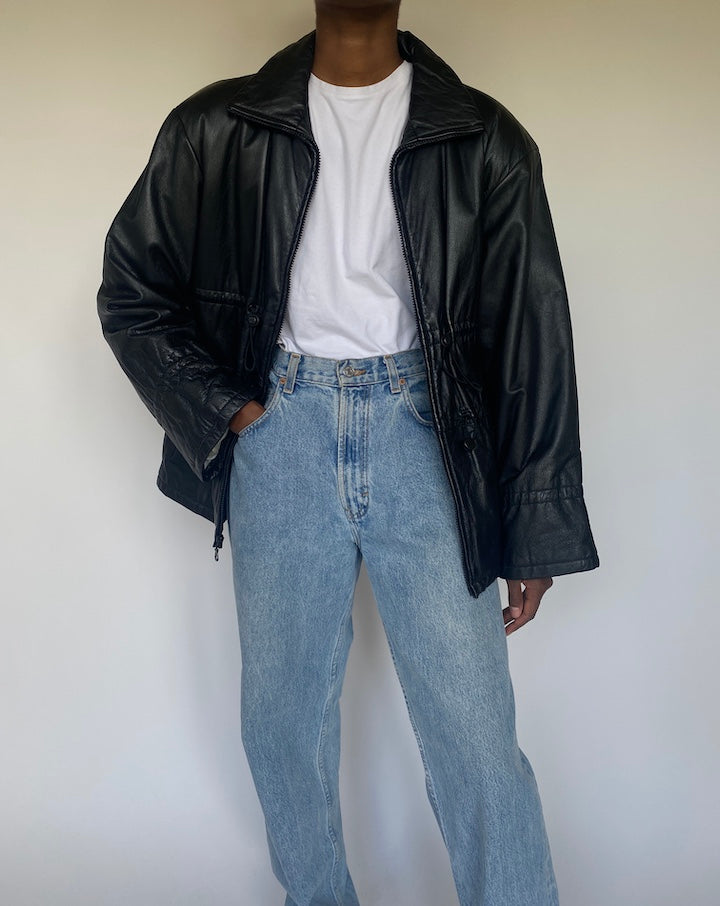 VINTAGE BLACK LEATHER JACKET 3079