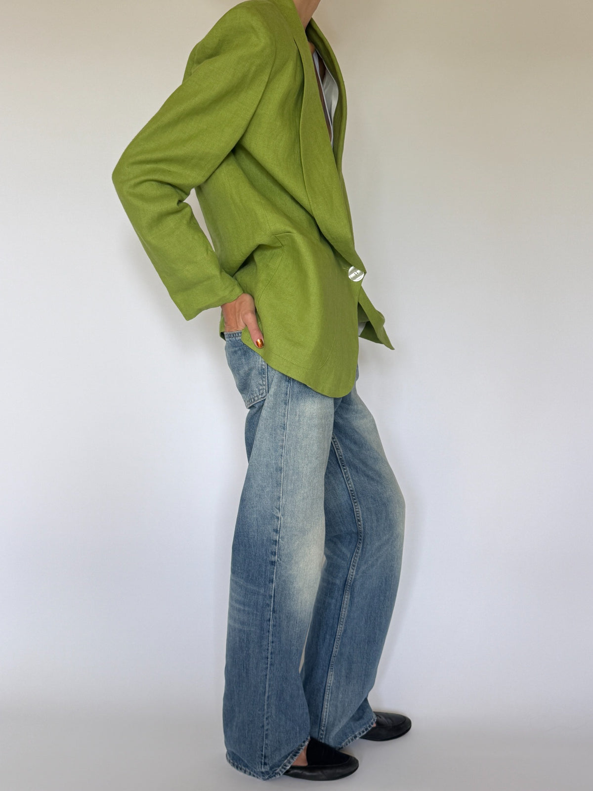 Vintage chartreuse blazer side view