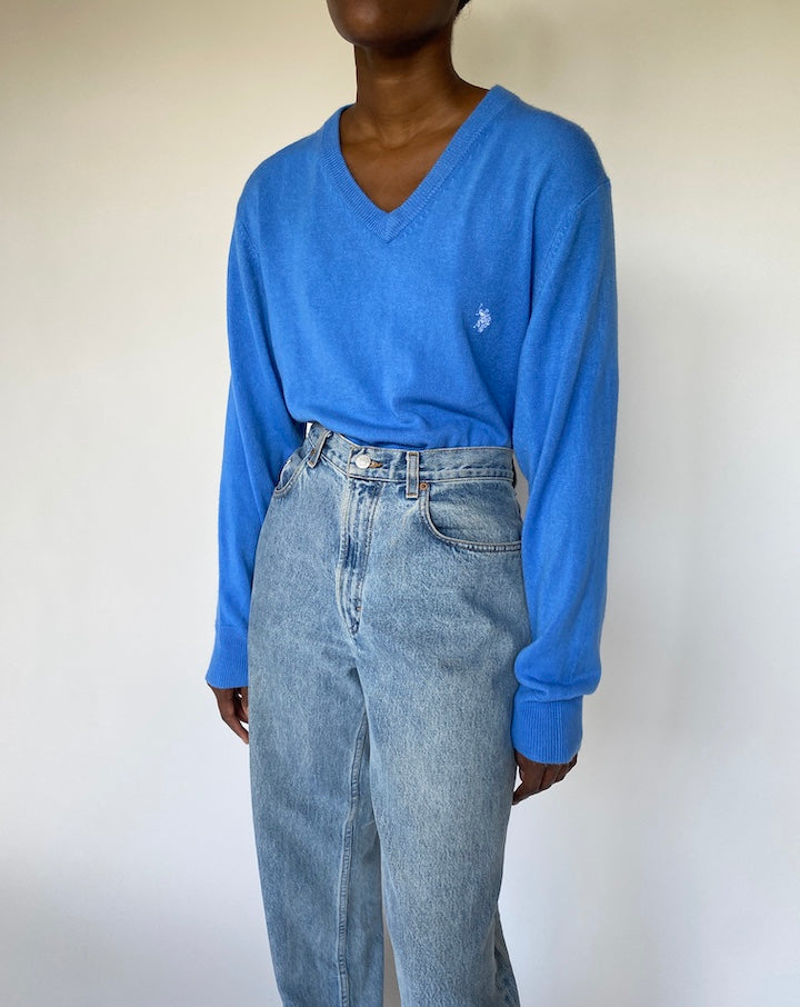 VINTAGE V-NECK LONG SLEEVE SWEATER 3148