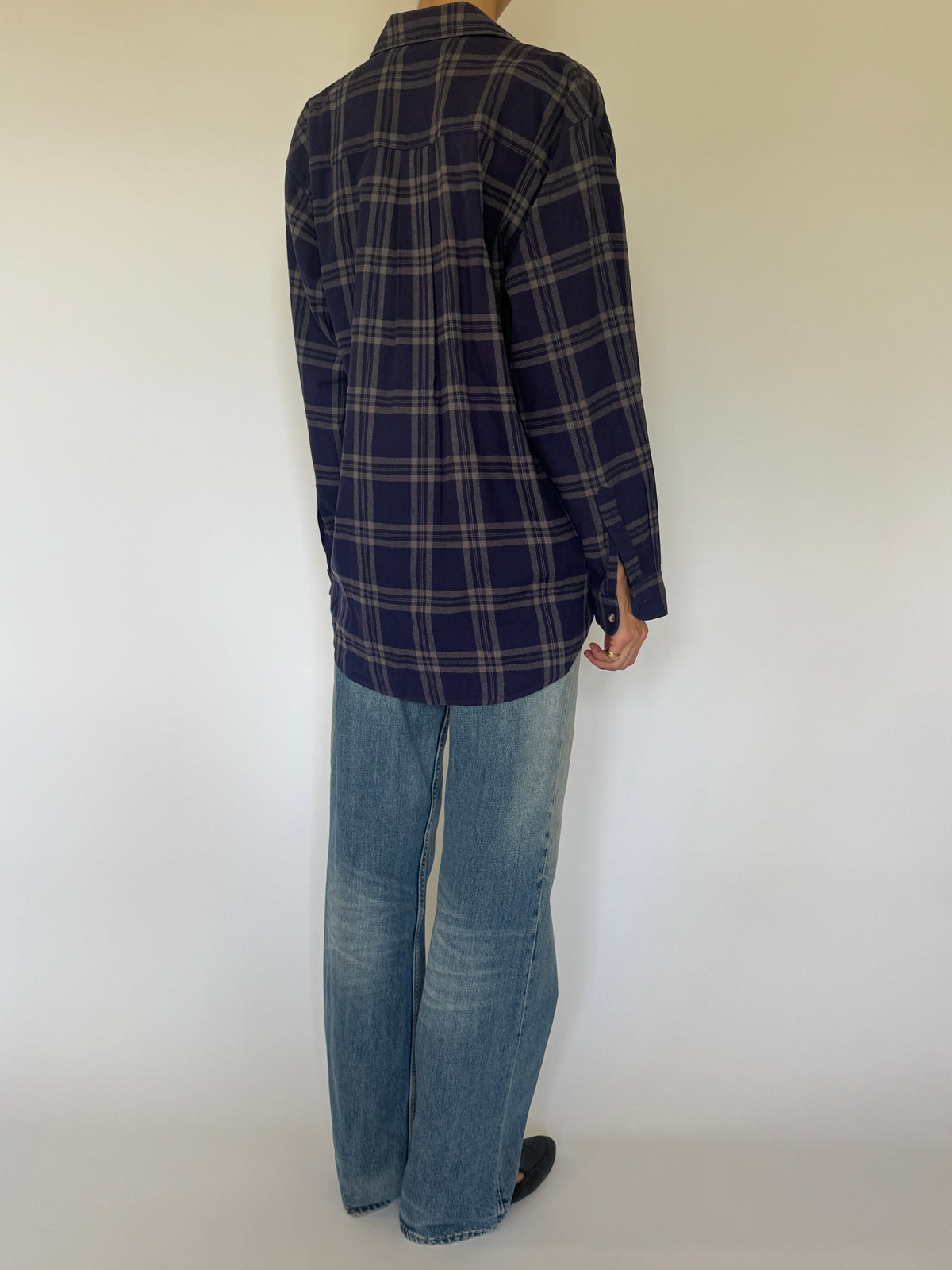 Vintage Flannel Shirt Navy 8235