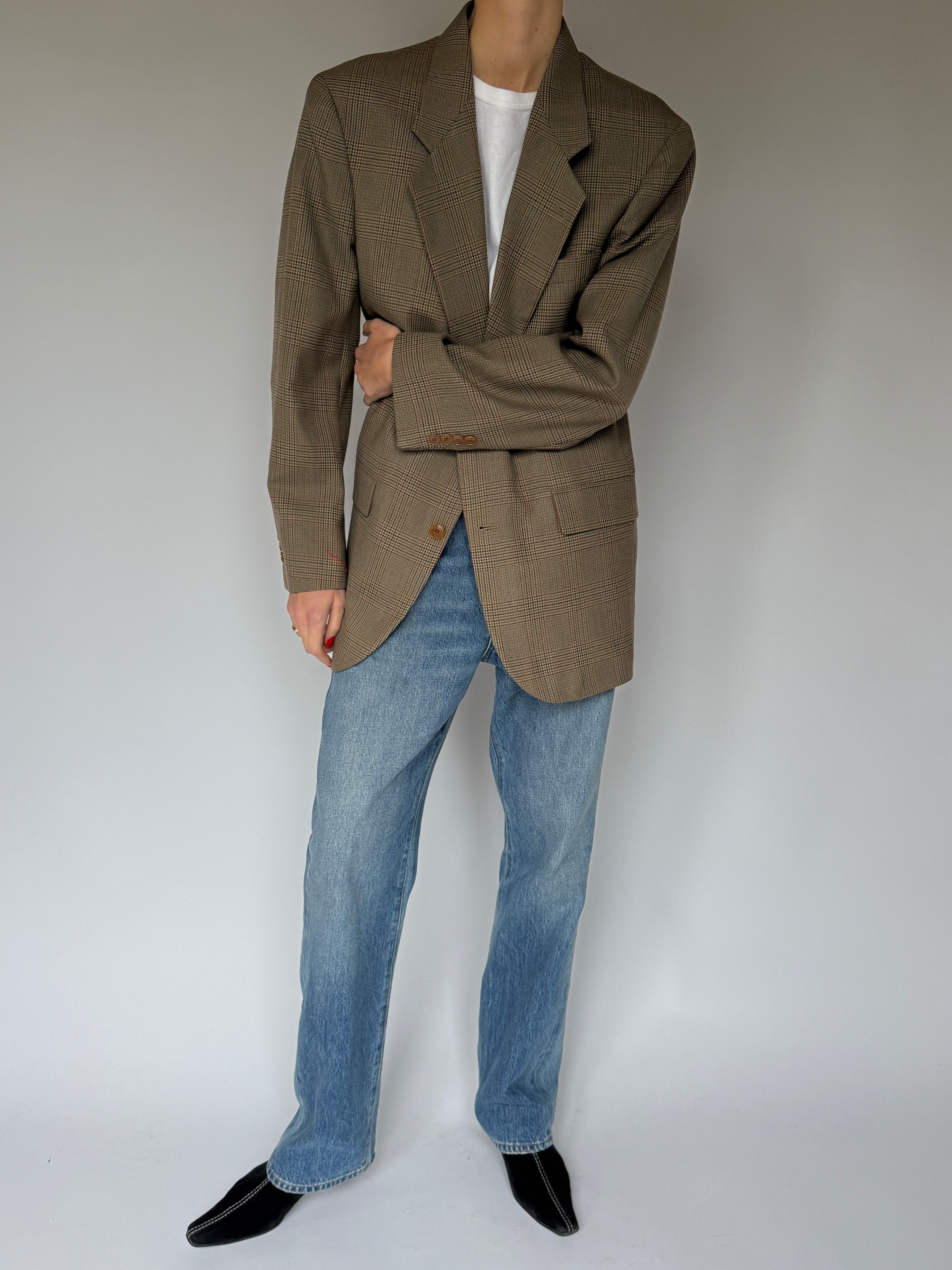 Vintage Plaid Oversized Blazer 6277