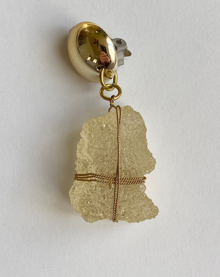 Vintage Yellow Petal-Embedded Earrings