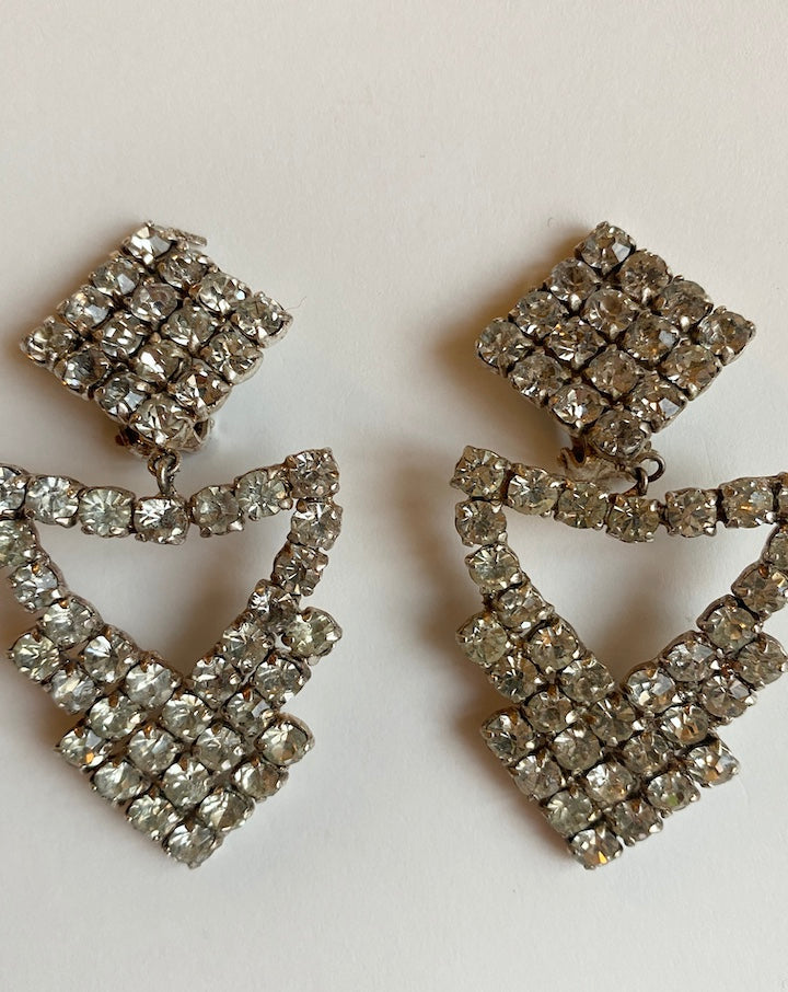VINTAGE DANGLE RHINSTONE EARRINGS