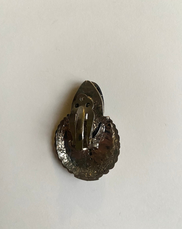 VINTAGE SILVER & BLACK EARRING