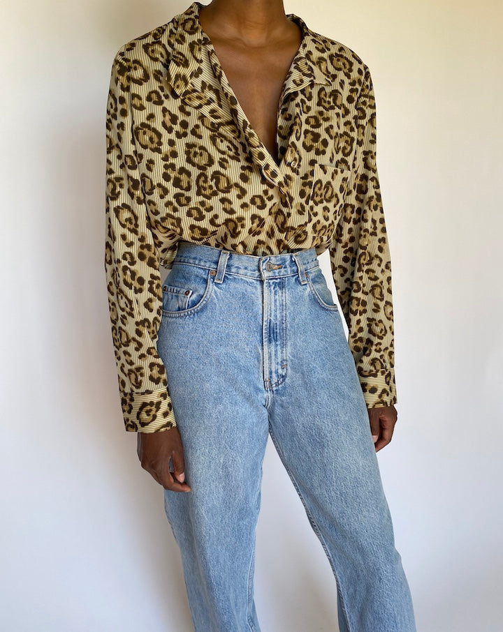 VINTAGE ANIMAL PRINTED BLOUSE 2907