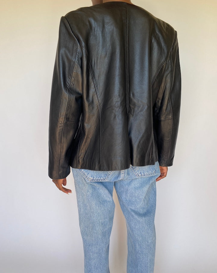 VINTAGE BLACK LEATHER JACKET 3131