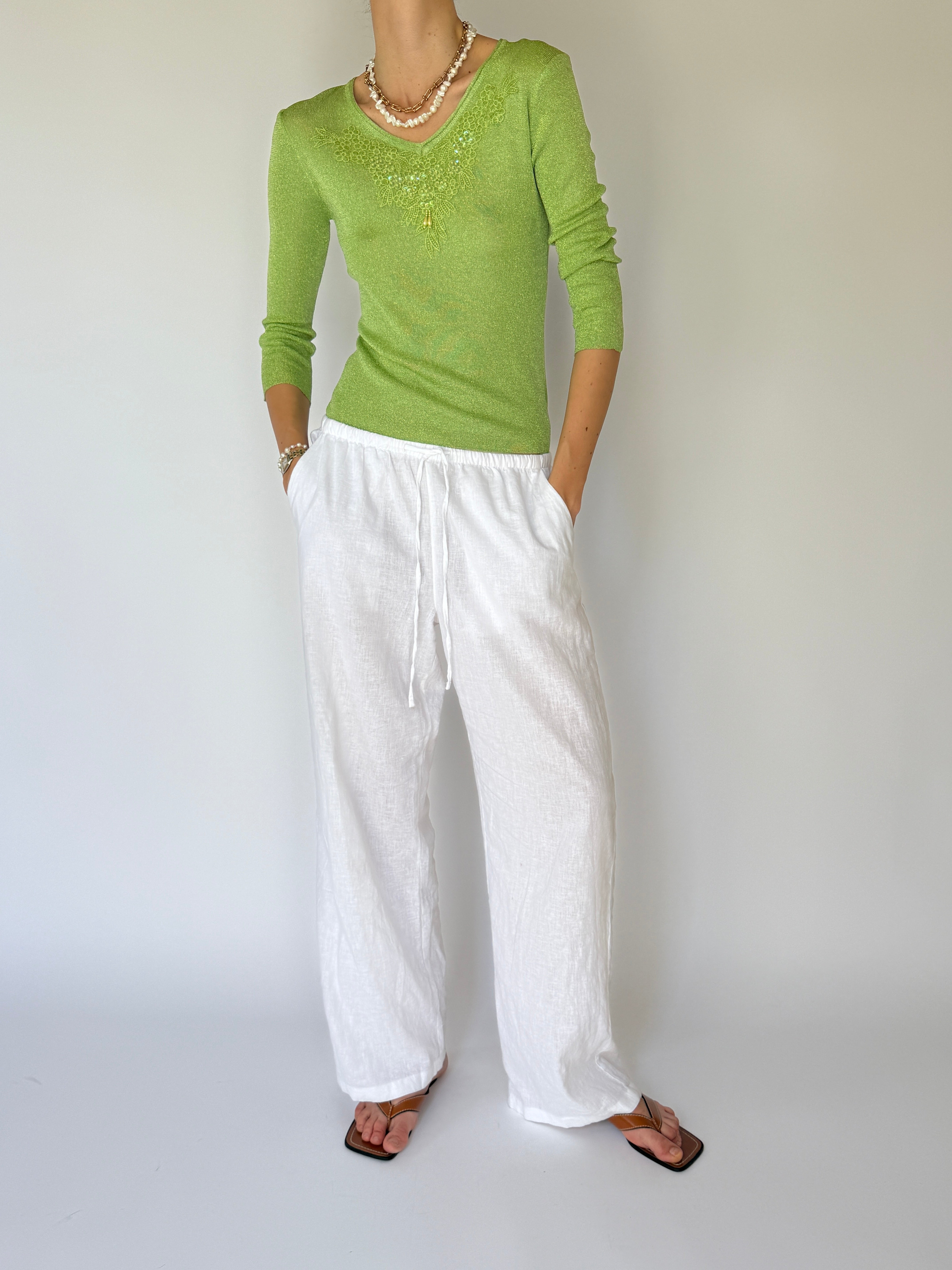 Vintage Green Top With Detailed Front 35277