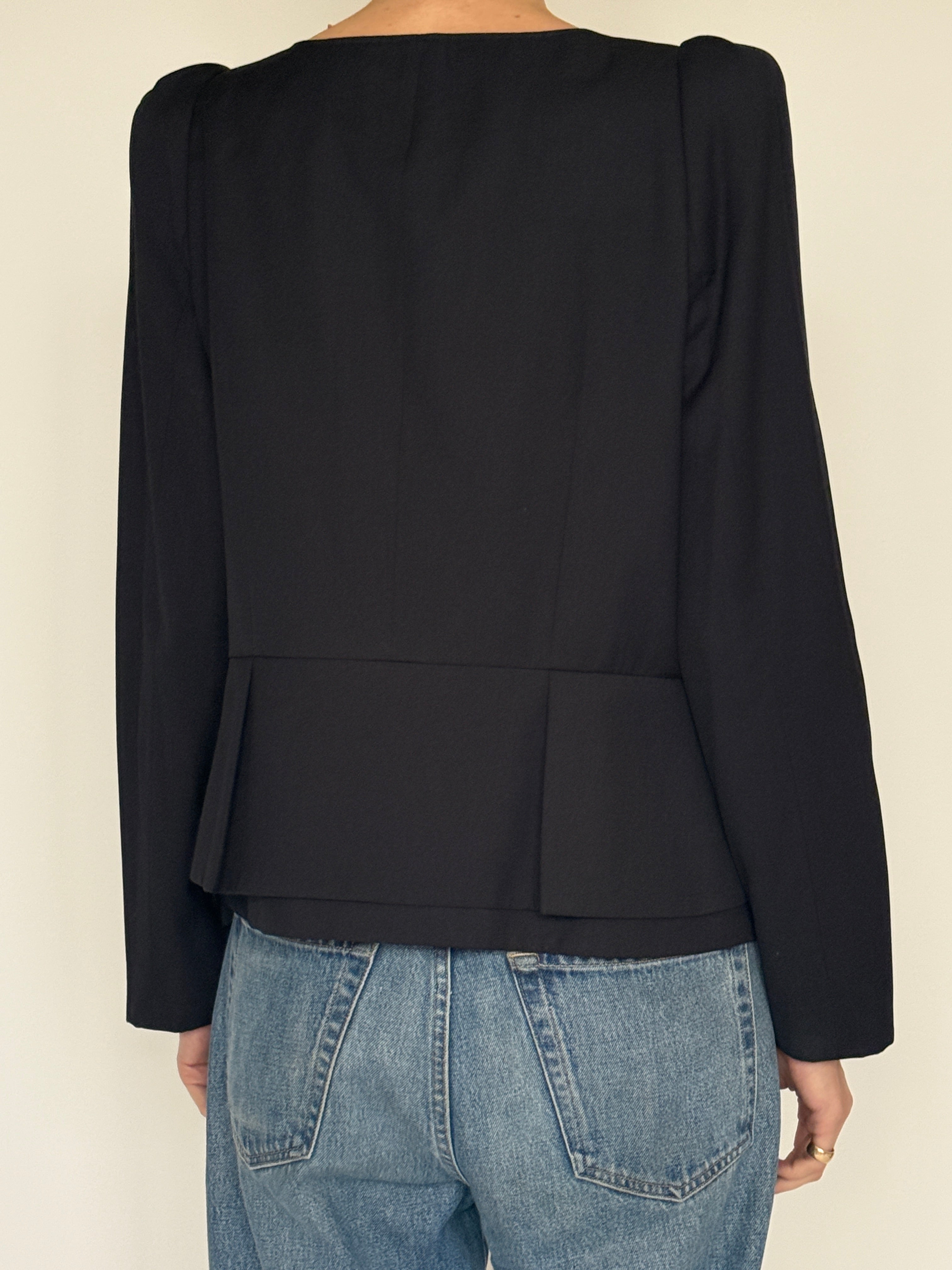 Vintage black peplum blazer back view