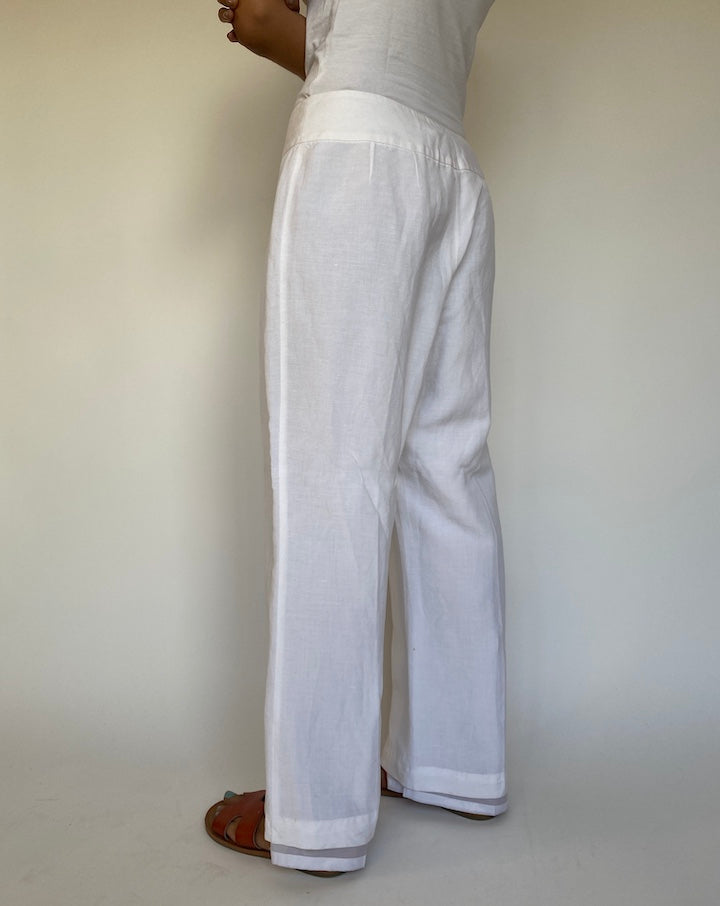 Vintage White Linen Blended Pant 821