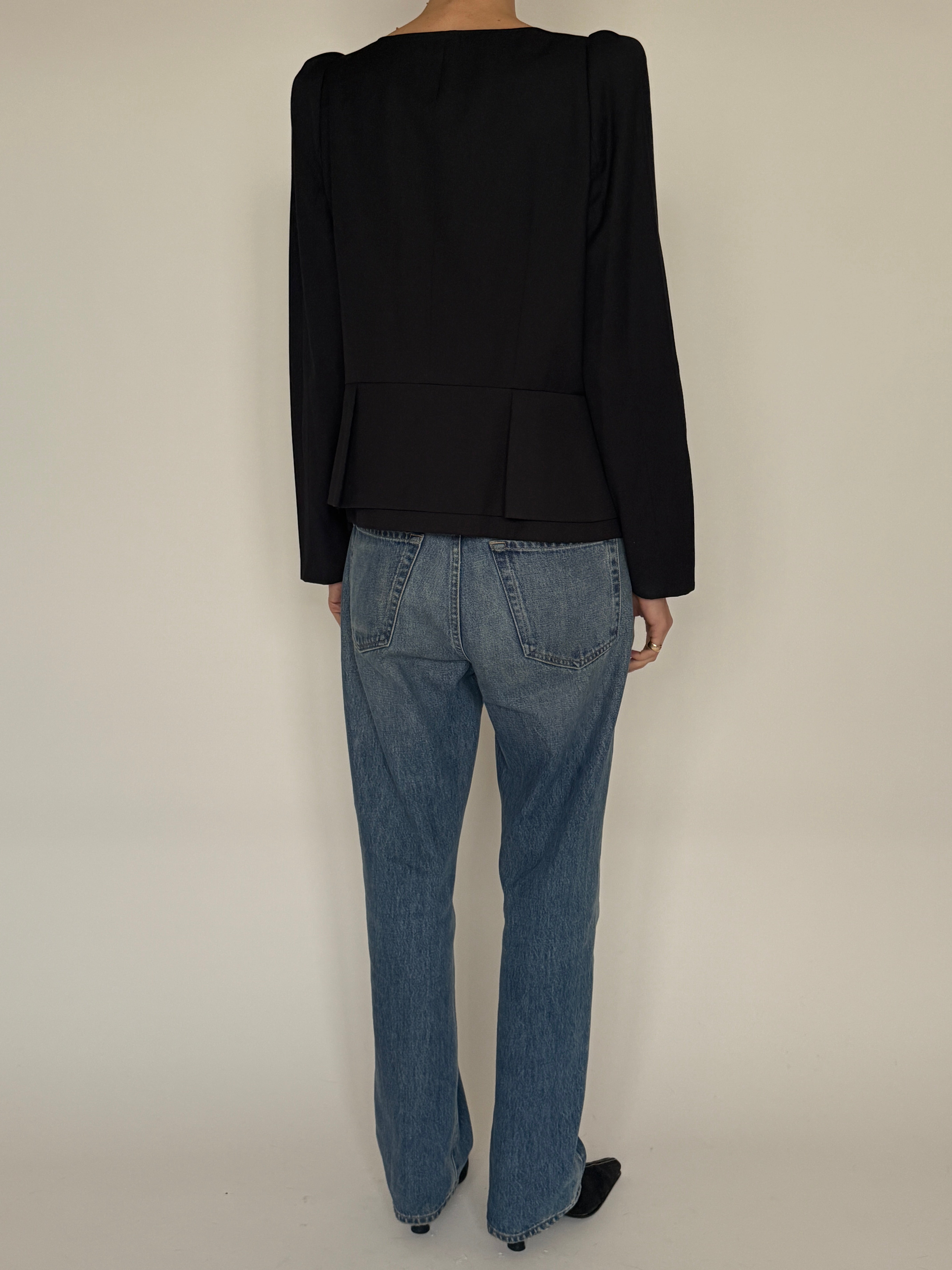 Vintage black peplum blazer back view