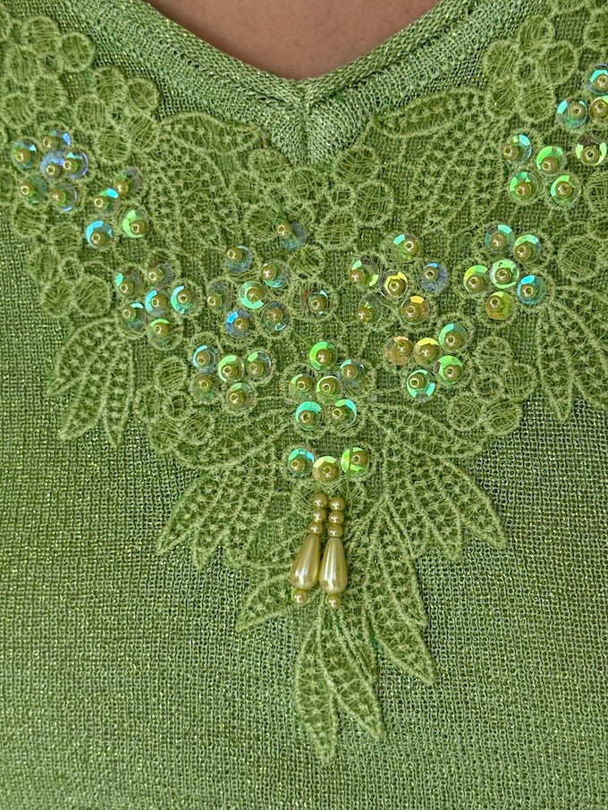 Vintage Green Top With Detailed Front 35277