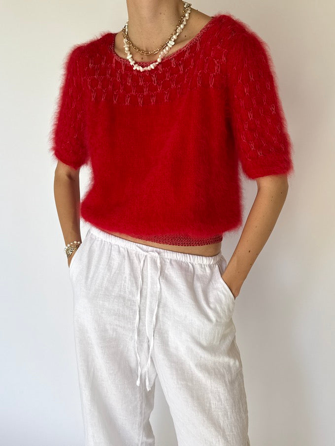 Vintage Red Short Sleeve Sweater 4353