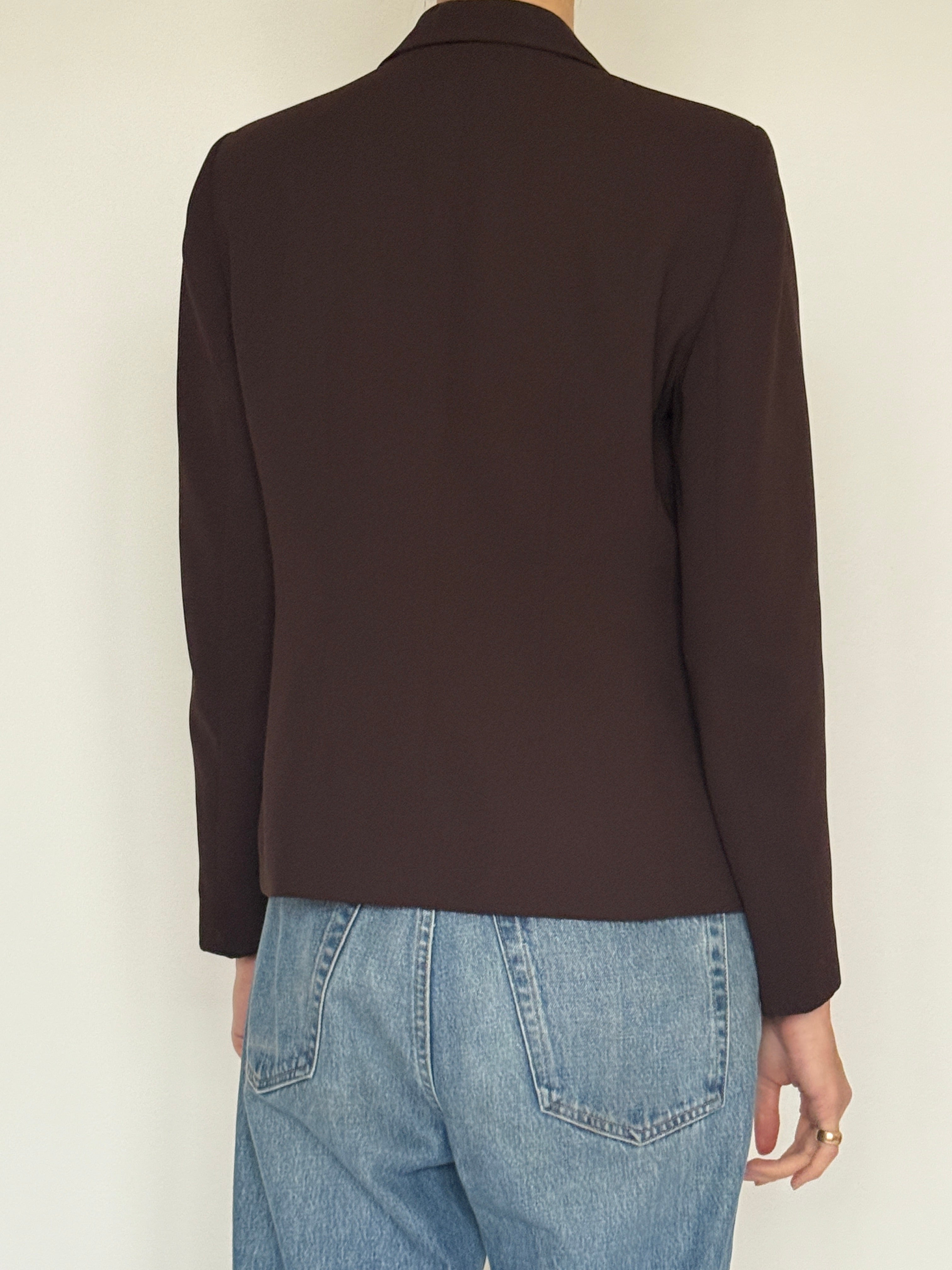 Vintage dark brown tailored blazer back view