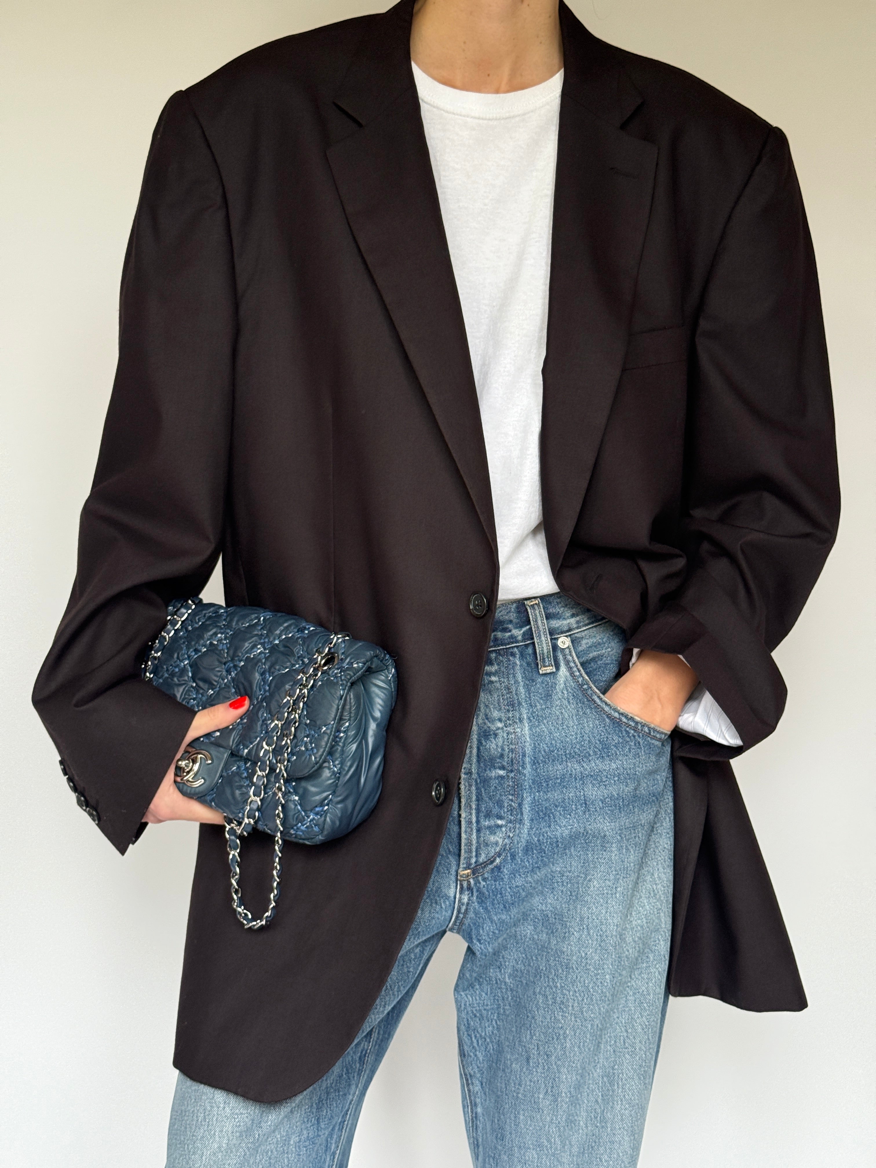 Vintage Oversized Blazer Dark Brown 6678