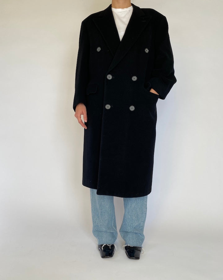 VINTAGE LONG BLACK COAT 4533