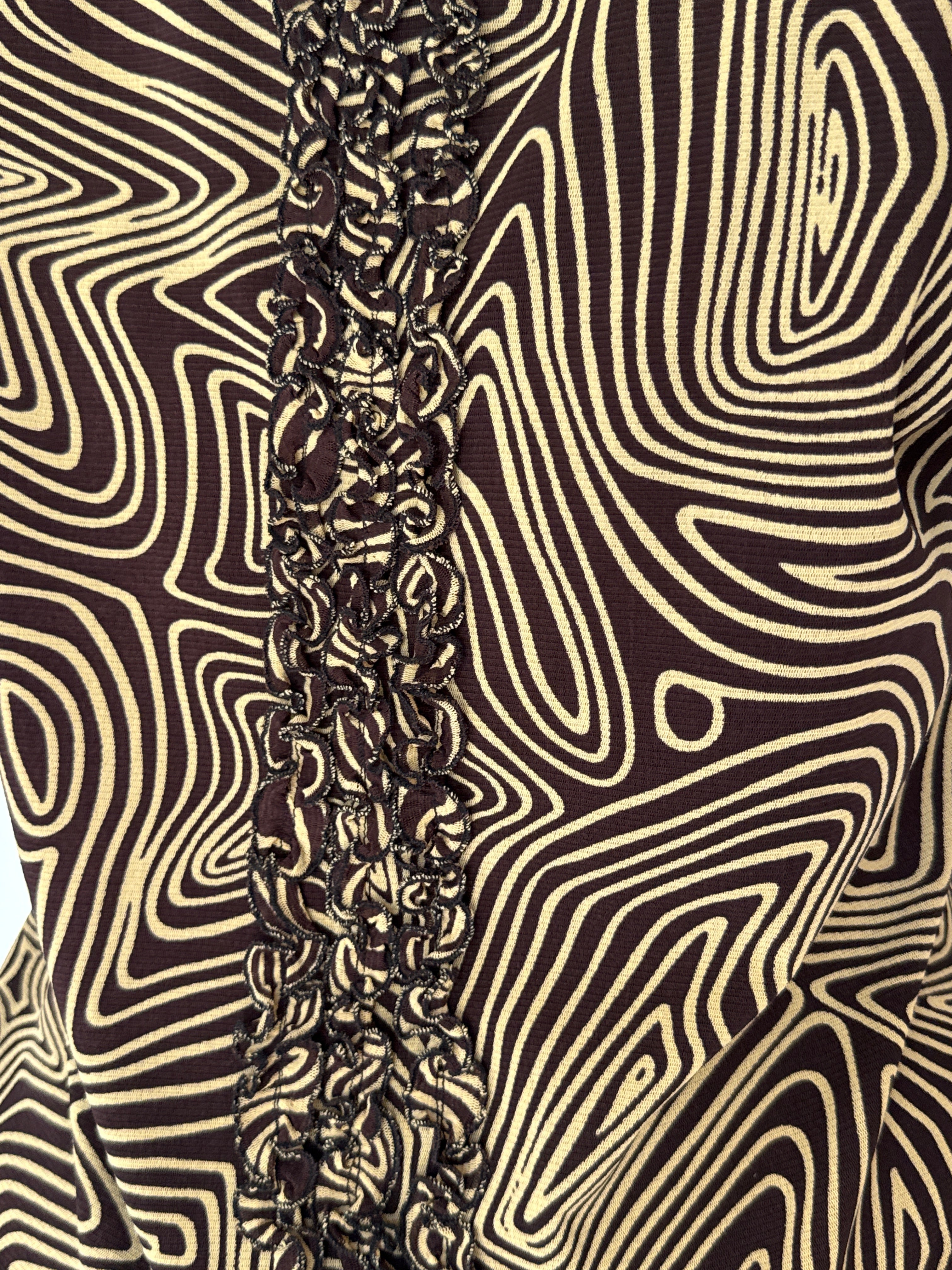 Vintage Brown Patterned Short-Sleeve Top 4078