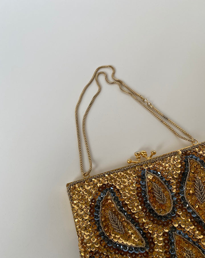 VINTAGE SMALL GOLD SEQUIN PURSE