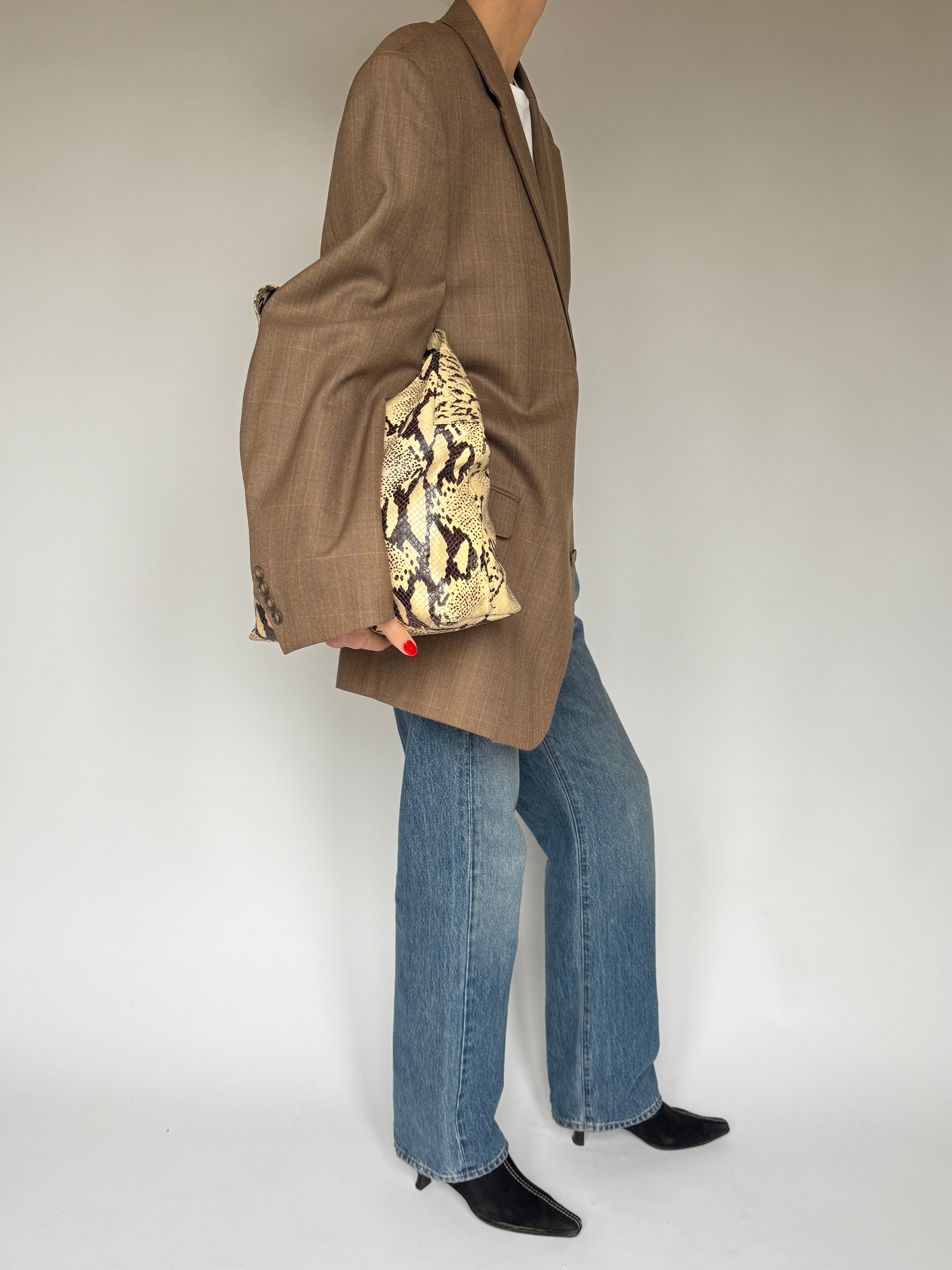 Vintage Checked Wool Blazer Brown 6193