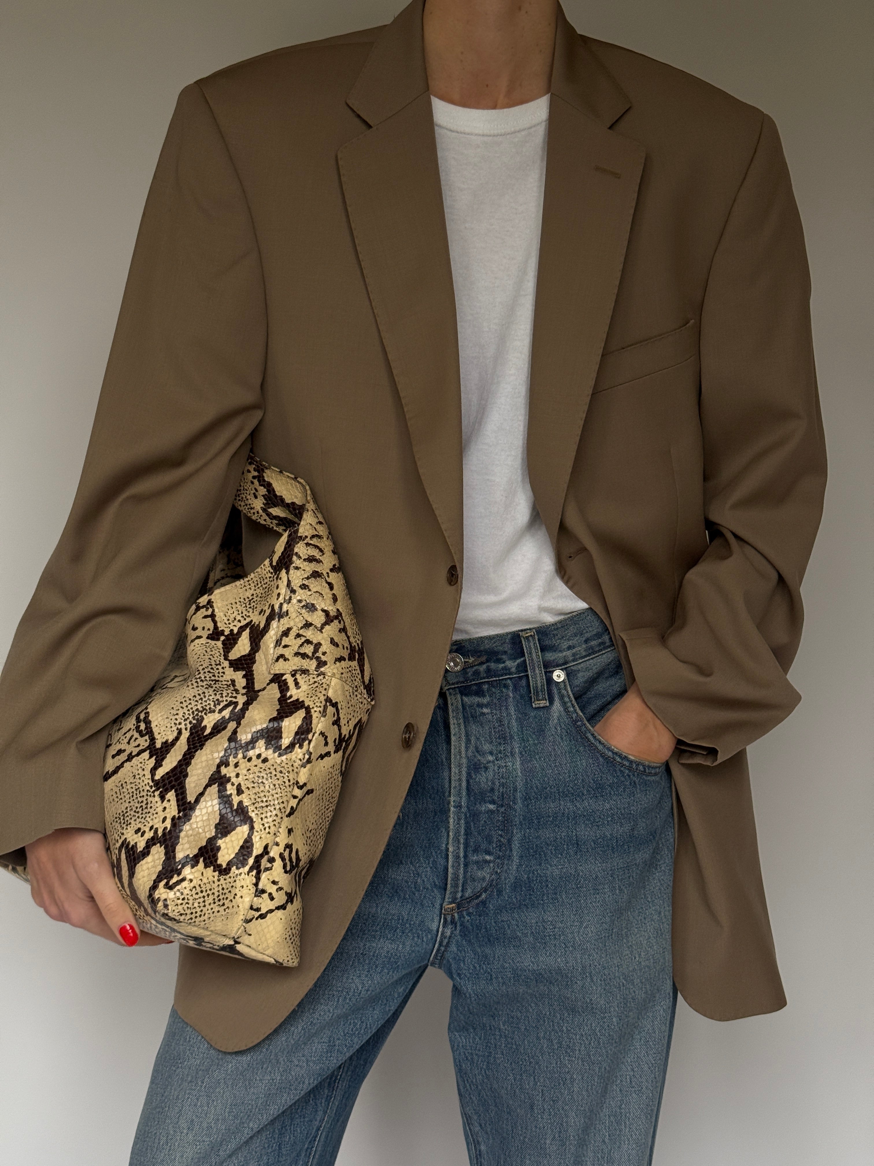 Vintage Oversized Wool Blazer Beige 6690