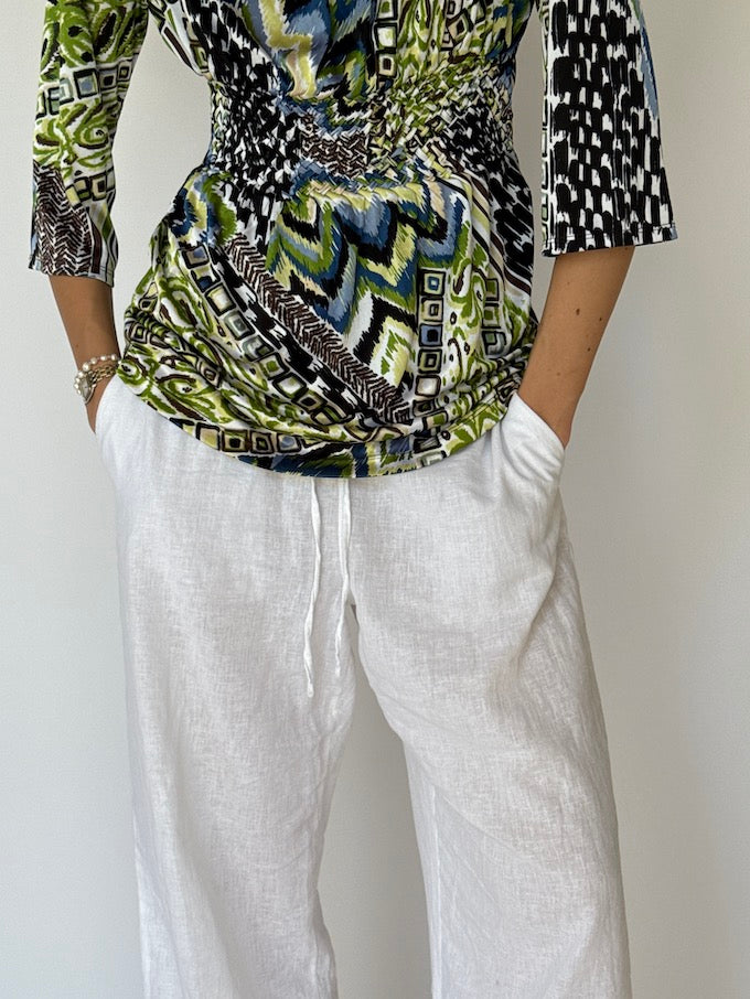 Vintage Green Printed Top 3592