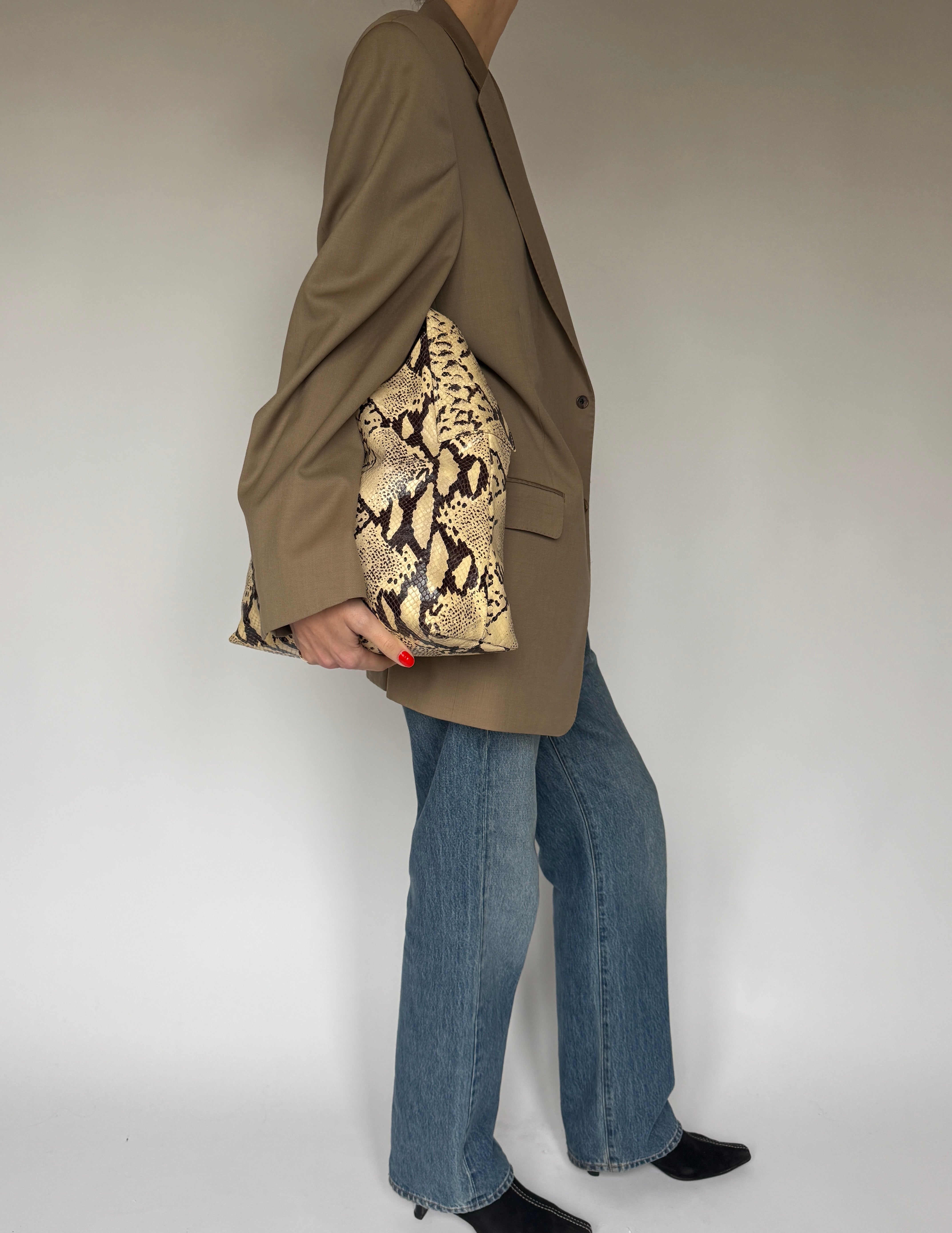 Vintage Oversized Wool Blazer Beige 6690