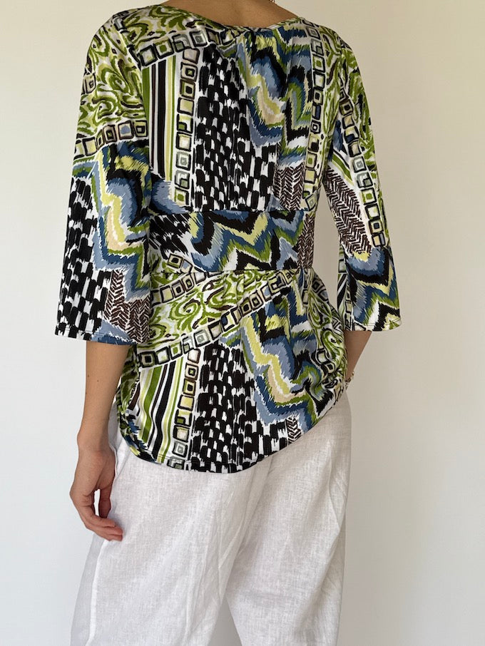 Vintage Green Printed Top 3592