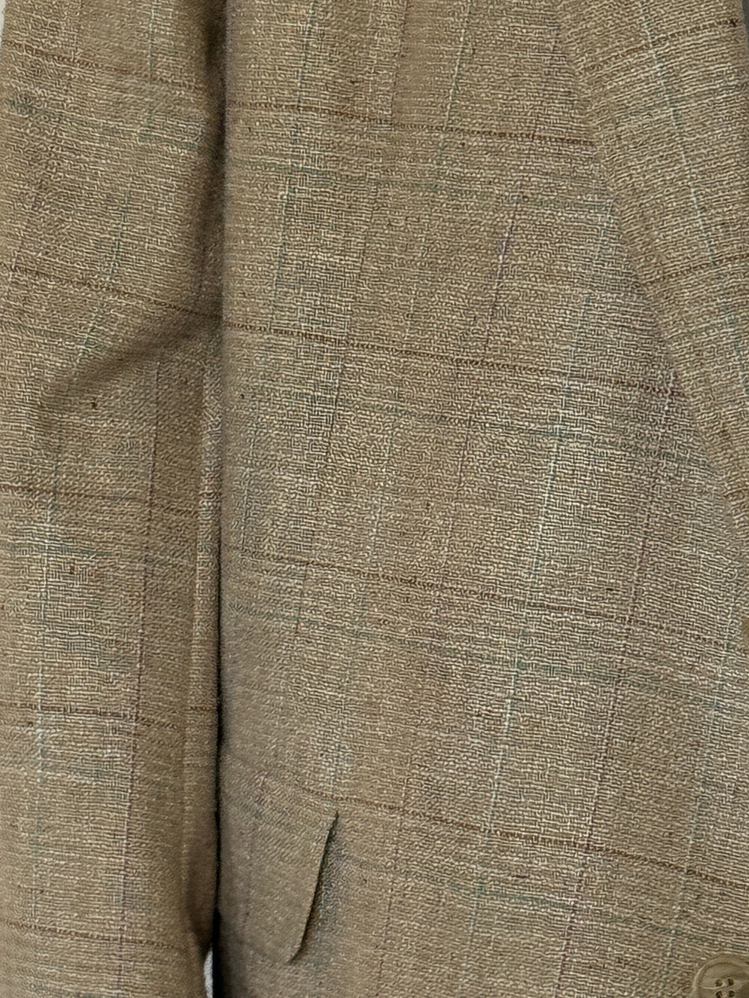 Vintage Oversized Checked Single-Breasted Blazer Beige