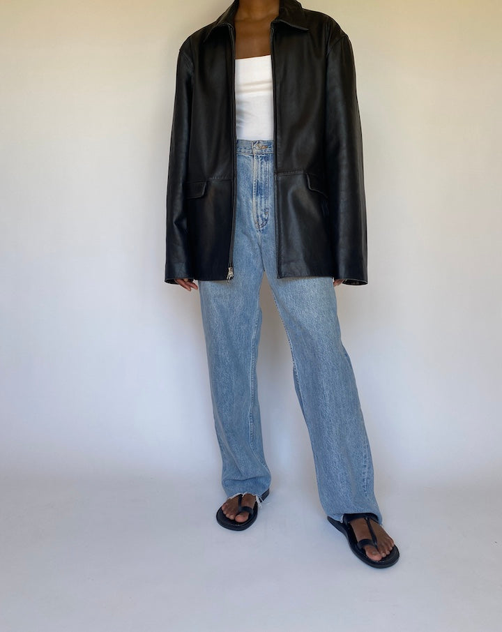 VINTAGE BLACK LEATHER JACKET 3689