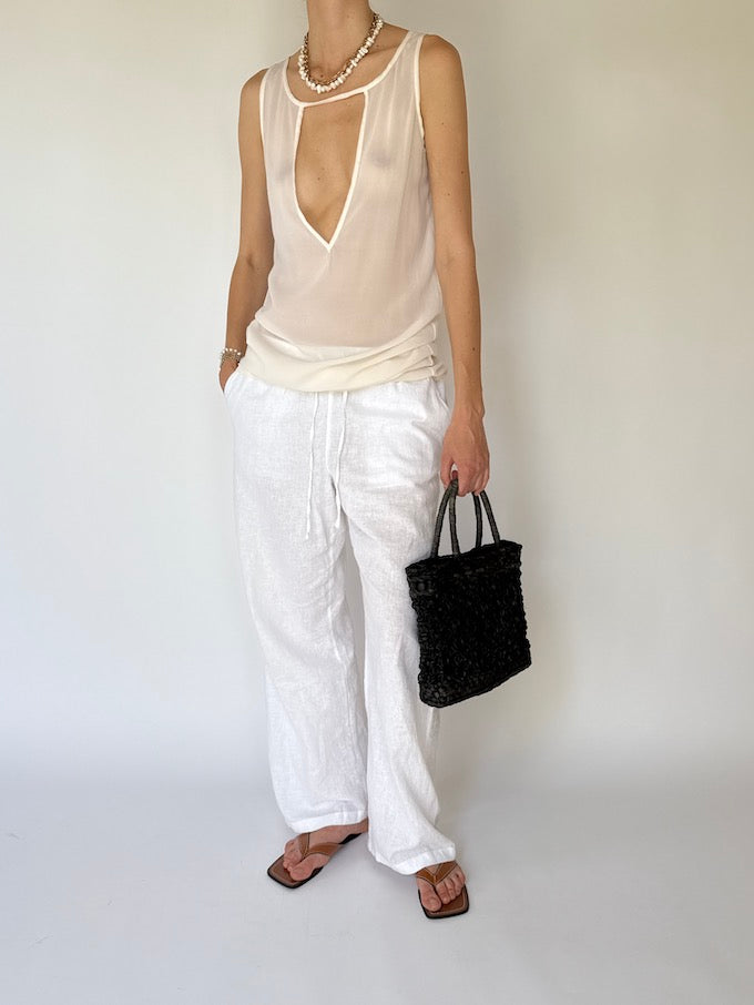 Vintage Handwoven Raffia Tote black 5933