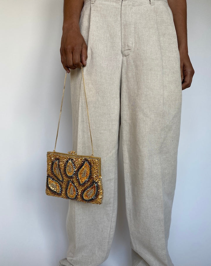 VINTAGE SMALL GOLD SEQUIN PURSE