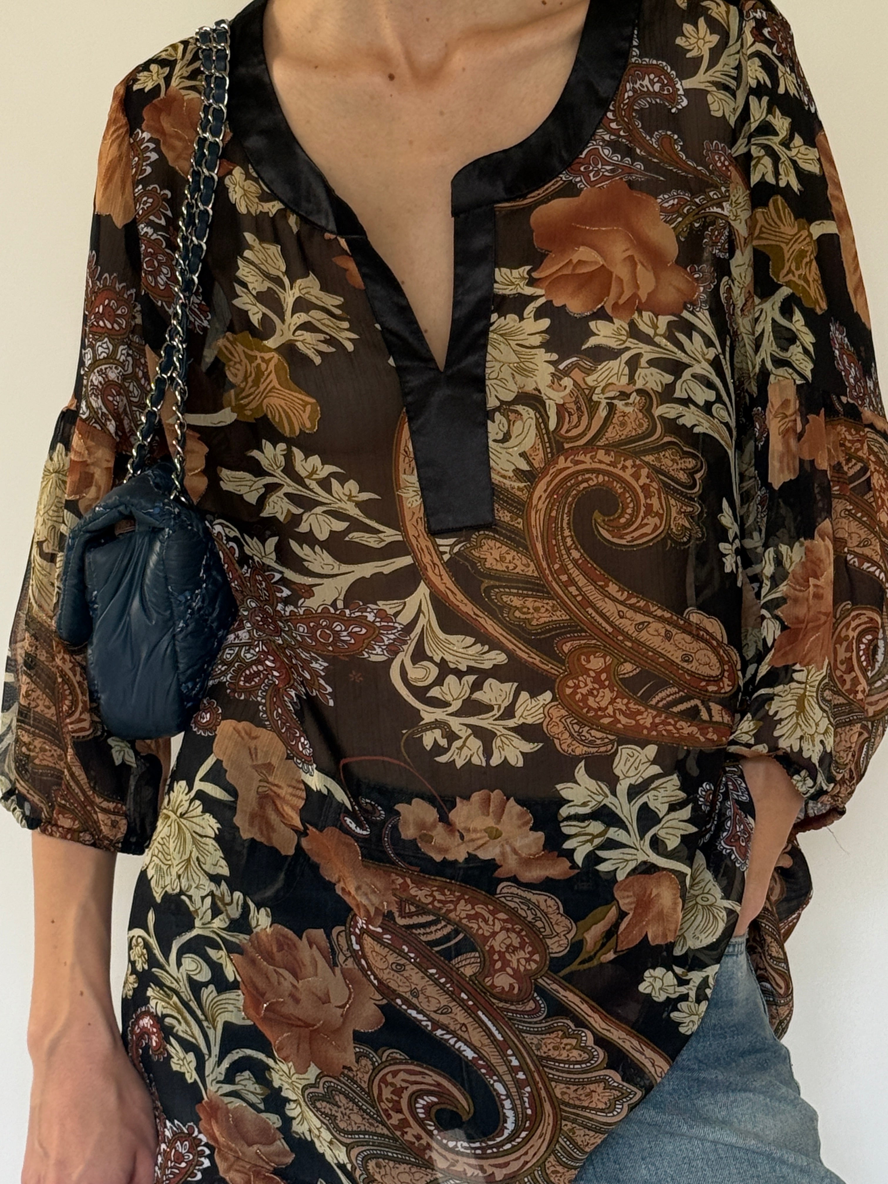 Vintage floral and paisley print close-up