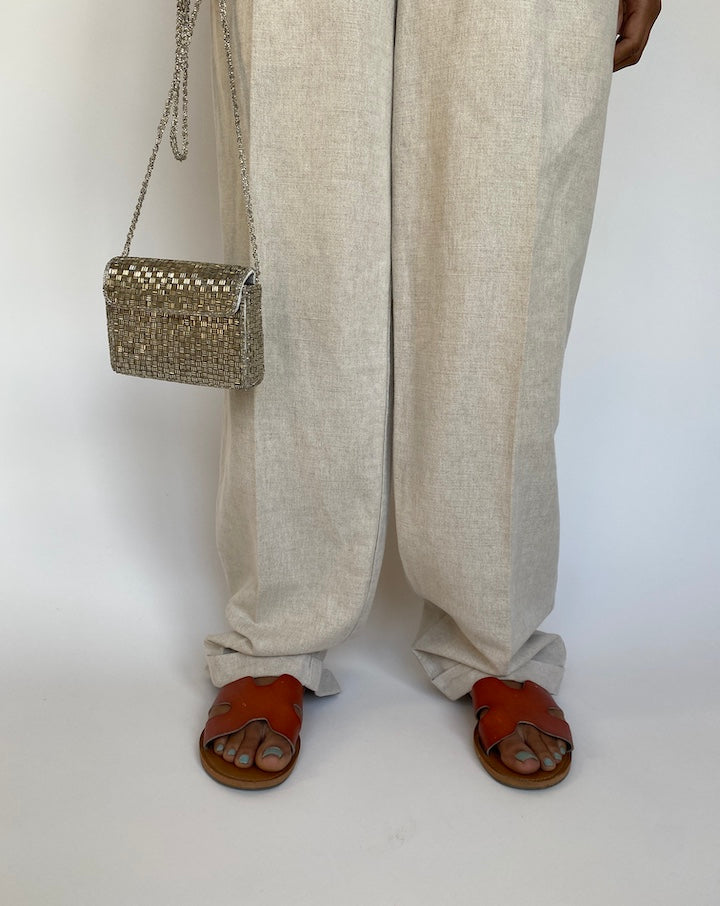 VINTAGE SMALL BEADED SILVER PURSE