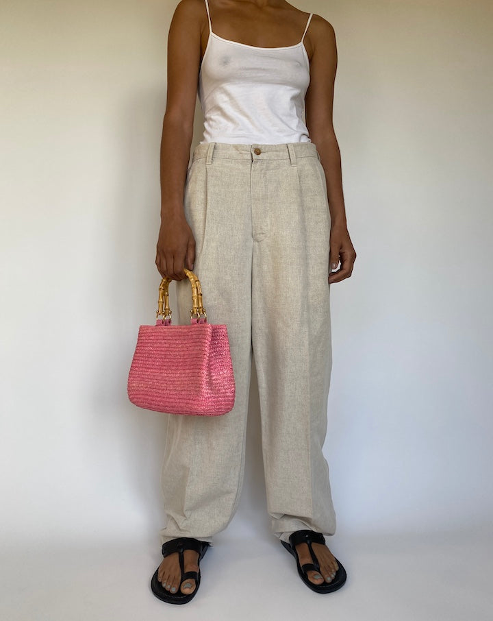 VINTAGE PINK BASKED BAG