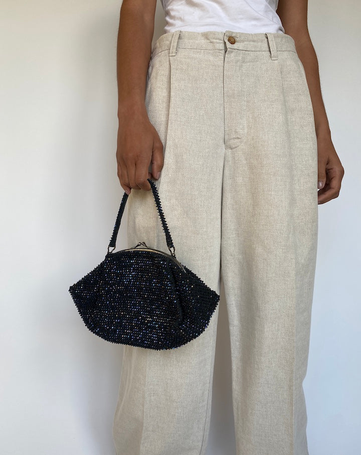 VINTAGE BLACK BEADED SMALL PURSE