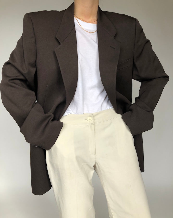 VINTAGE BROWN PURE LANA WOOL BLAZER