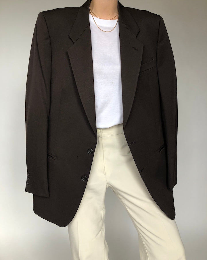 VINTAGE BROWN PURE LANA WOOL BLAZER