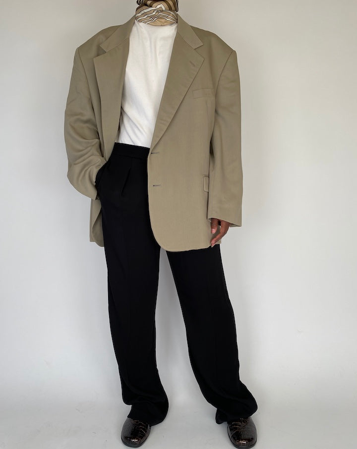 VINTAGE OVERSIZED SINGLE BREASTED BEIGE BLAZER 2103