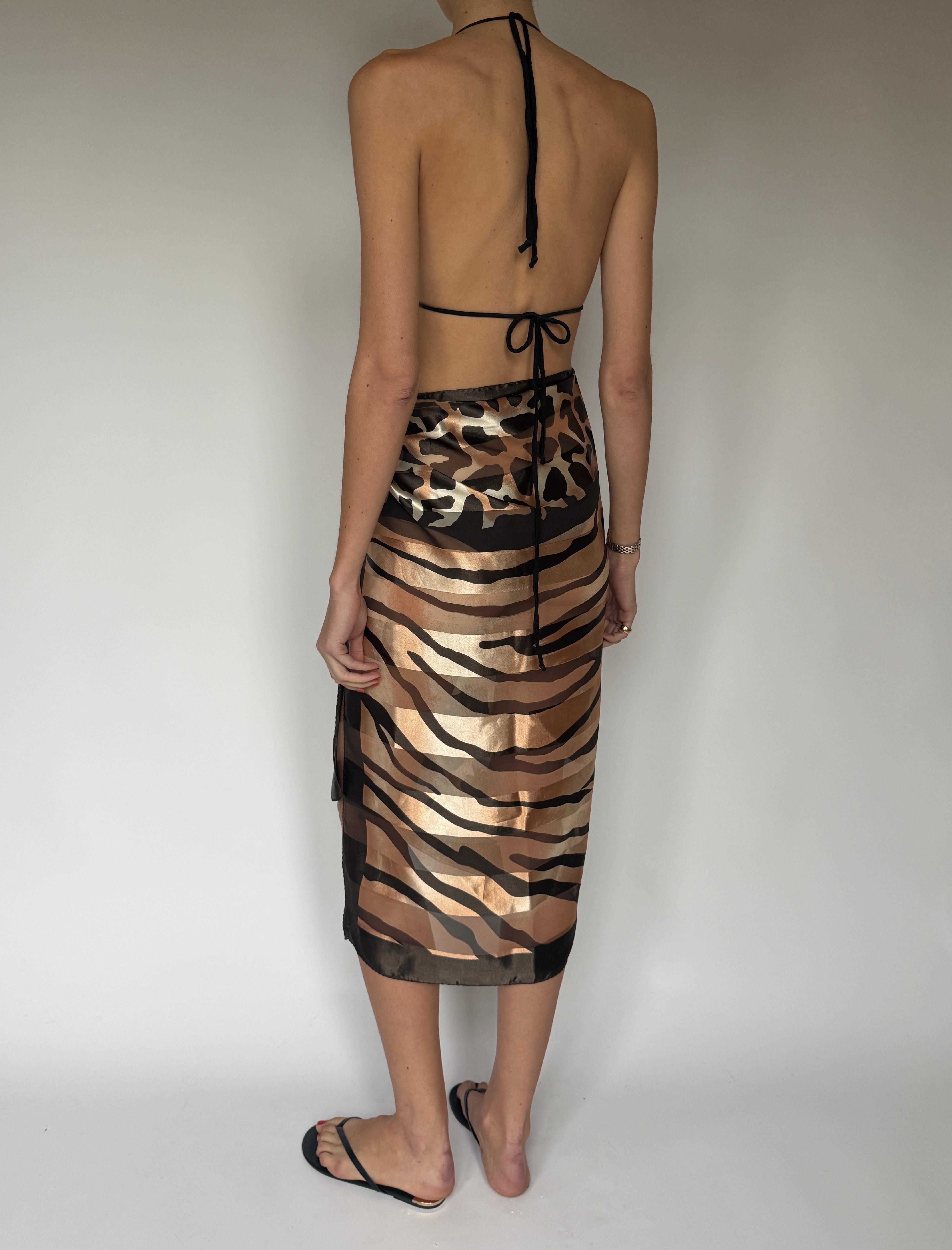Vintage Animal Printed Sarong Scarf Brown 7089