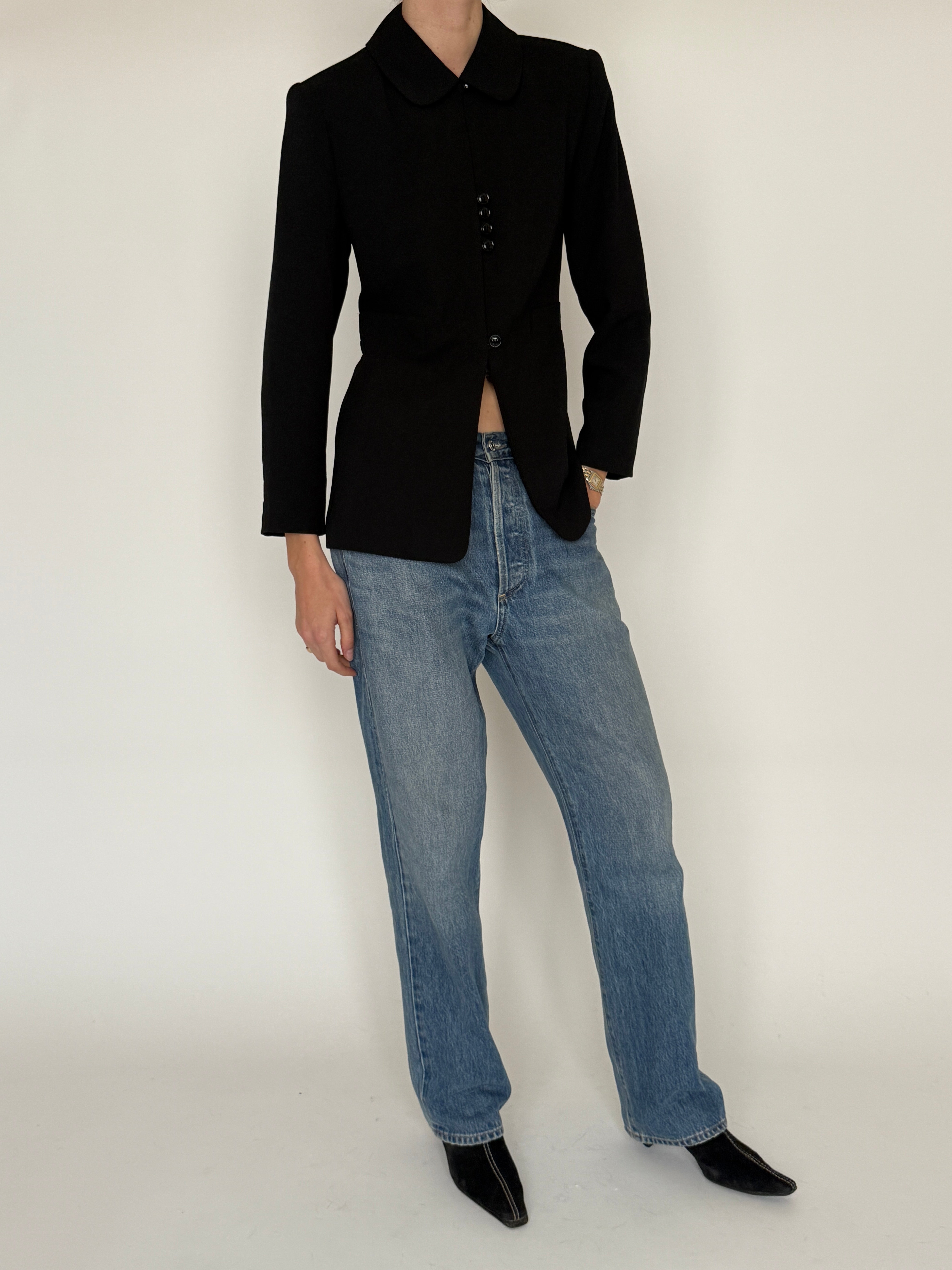 Vintage black blazer structured silhouette detail