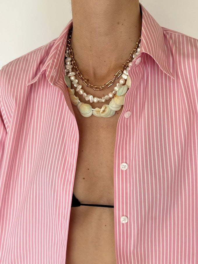Vintage striped pink & white shirt 6189