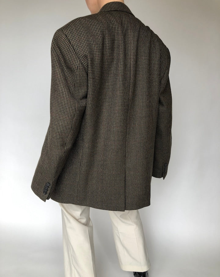 VINTAGE BROWN 100% WOOL TWEED OVERSIZED BLAZER 230