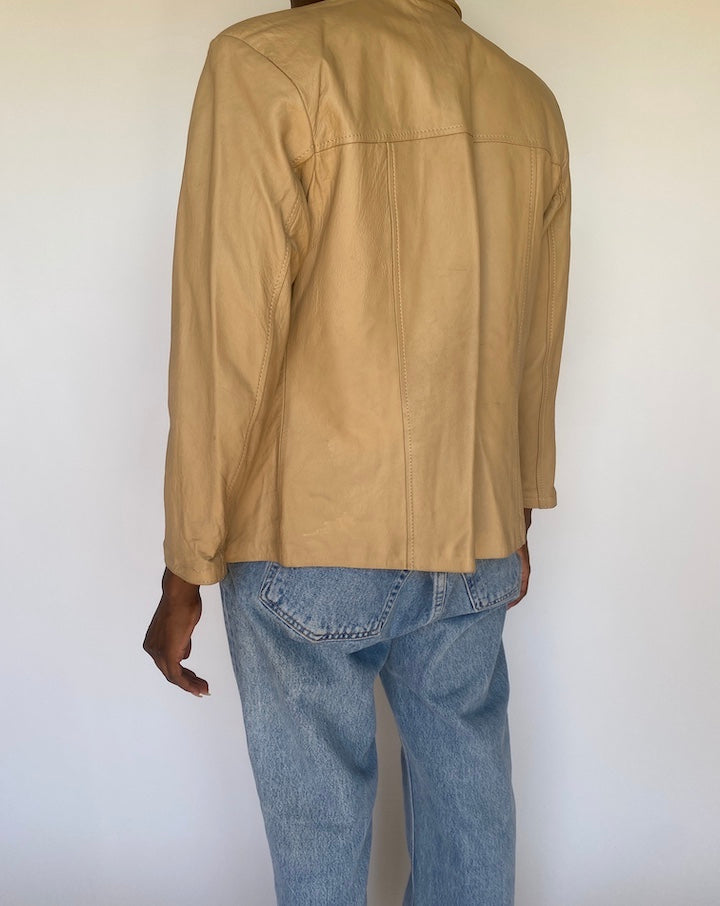 VINTAGE BEIGE LEATHER JACKET 3695
