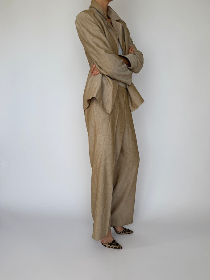 Vintage Oversized Two Piece Suit Beige 5948