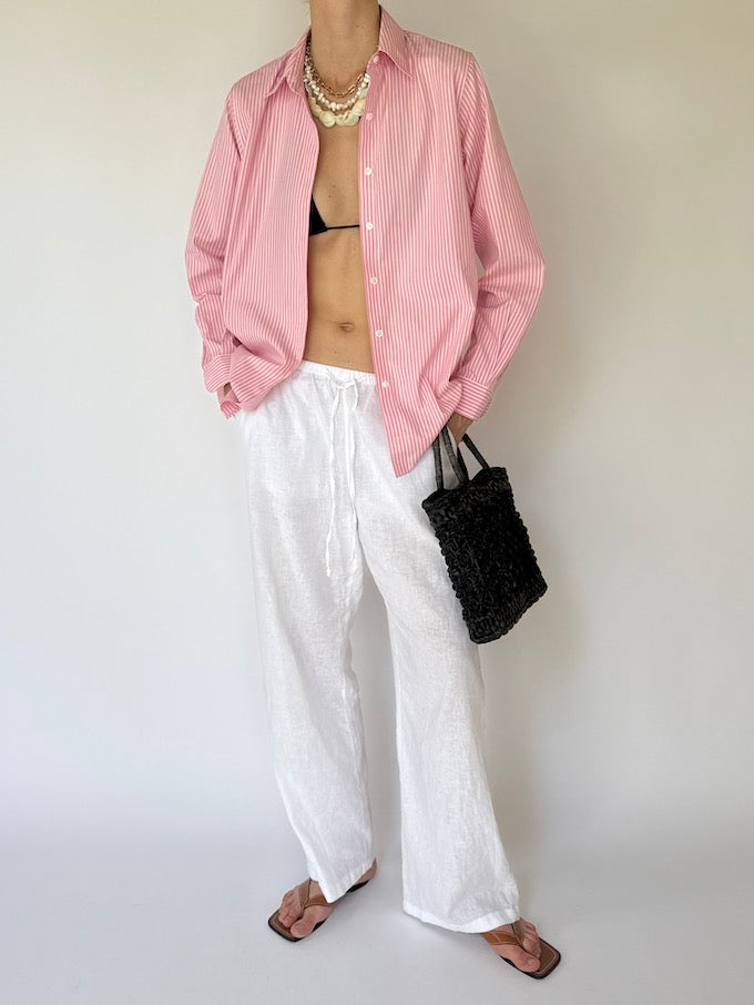 Vintage striped pink & white shirt 6189