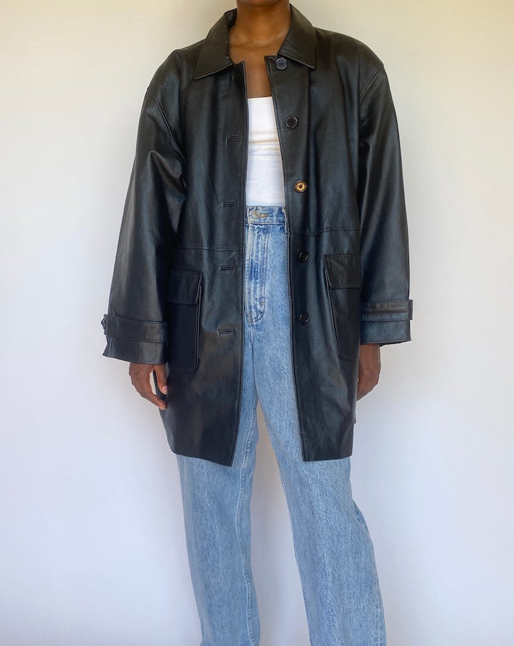 VINTAGE BLACK LEATHER JACKET 3696