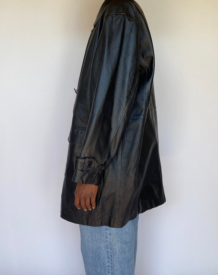 VINTAGE BLACK LEATHER JACKET 3696