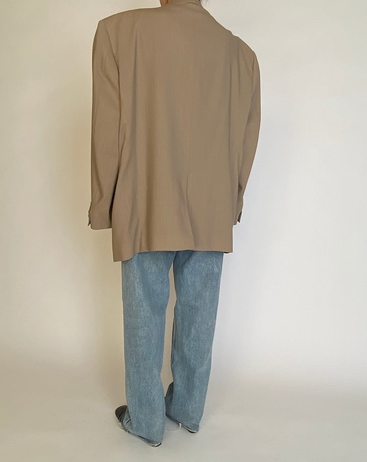 VINTAGE BEIGE OVERSIZED WOOL BLAZER 4546